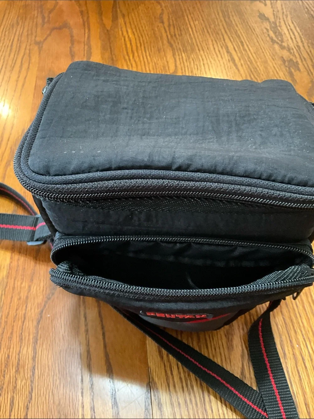 Genuine Pentax Camera Bag with two Zippered Compartments with Shoulder Strap.